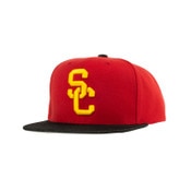 USC Trojans Cardinal and Black SC Interlock Denim Patchwork Snapback Hat
